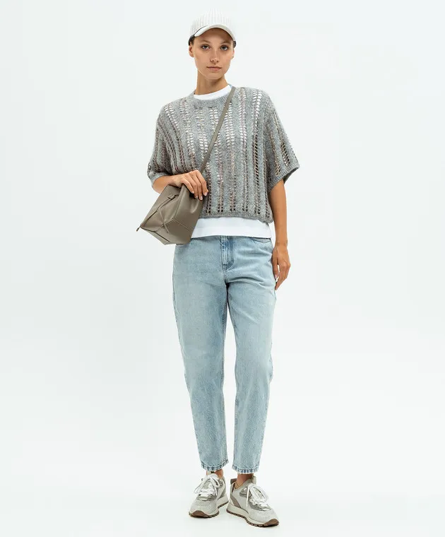 Brunello Cucinelli White t-shirt with monil chain