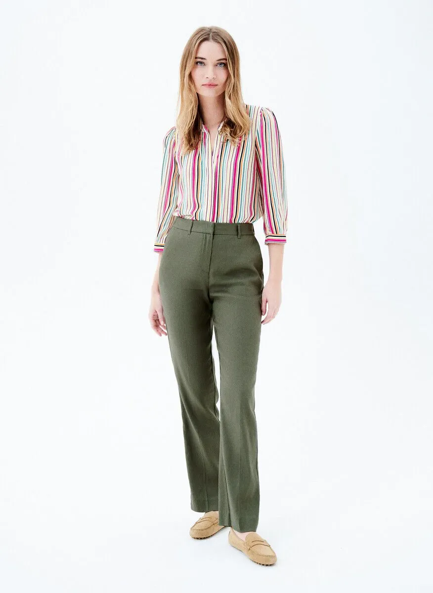 CAROLL PIERROT - Pantalón recto de mezcla de lino en verde