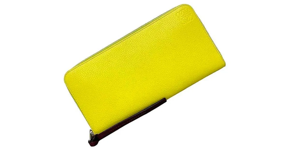 Cartera larga redonda Loewe en amarillo y burdeos 