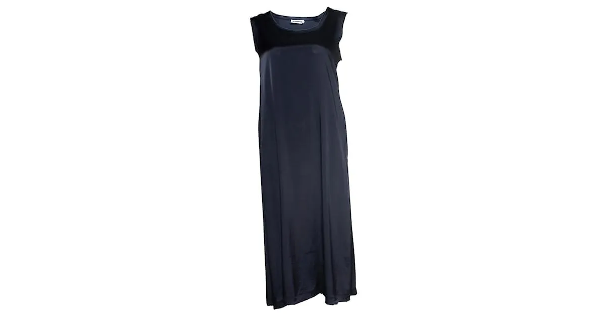 JIL SANDER, vestido azul con bordes sin rematar 