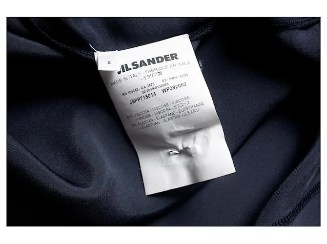 JIL SANDER, vestido azul con bordes sin rematar 