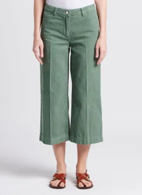 MAISON 123 PADDY - Pantalón capri ancho de algodón en verde