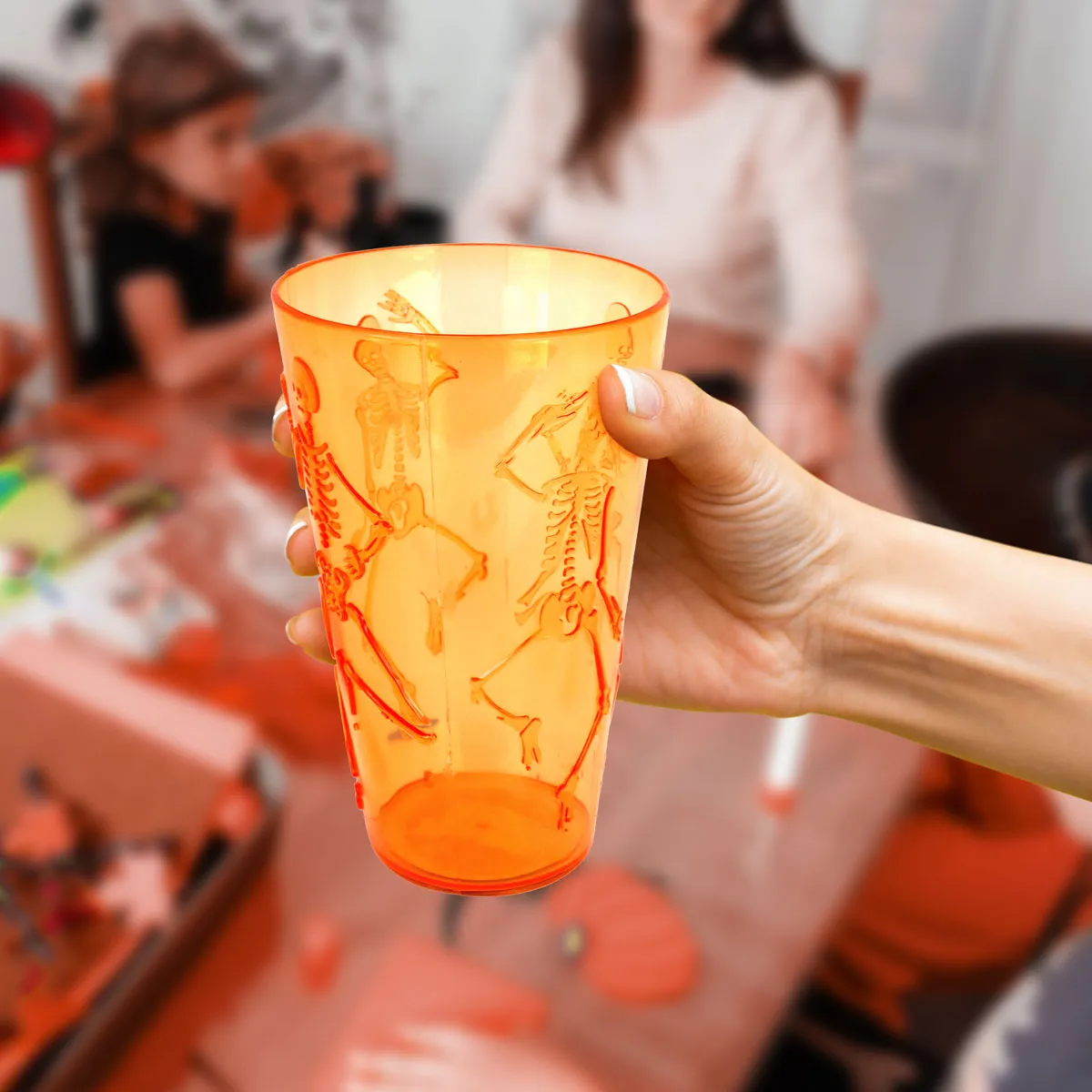 Vaso de Plástico color Naranja con Diseo de Halloween